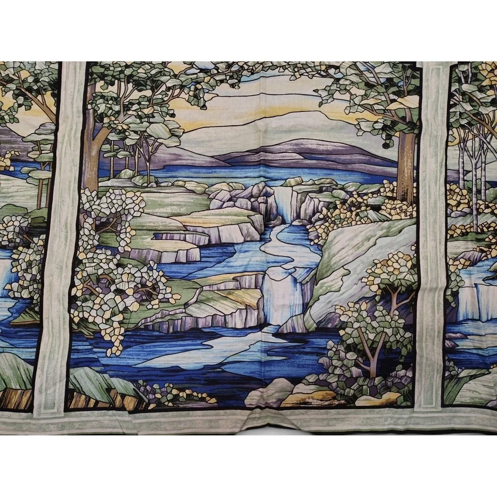Serenity Prayer Fabric Panel • Waterfall Landscape • Cottagecore‎ • Raw Edge